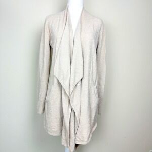 Barefoot Dreams CozyChic Long Open Front Cardigan Size S Beige Womens